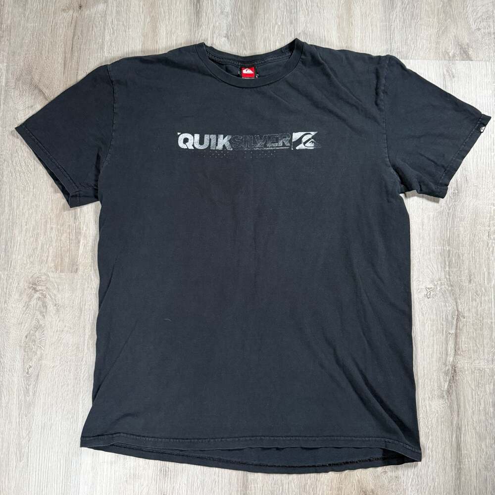 Y2K Quiksilver Graphic Faded Logo Cotton T-Shirt Surf XL Surf